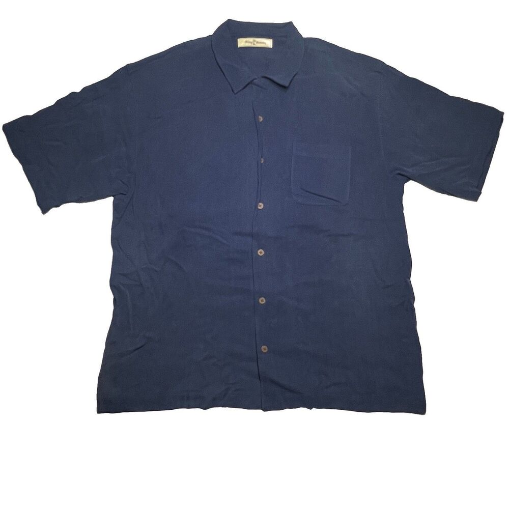 Tommy Bahama Bear Creek Camp Silk Shirt Men’s Sz XL Short Sleeve Button Up Blue